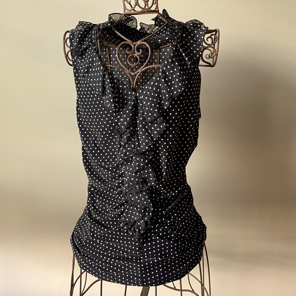 White House Black Market Black with White Polkadot Sleeveless shirt
